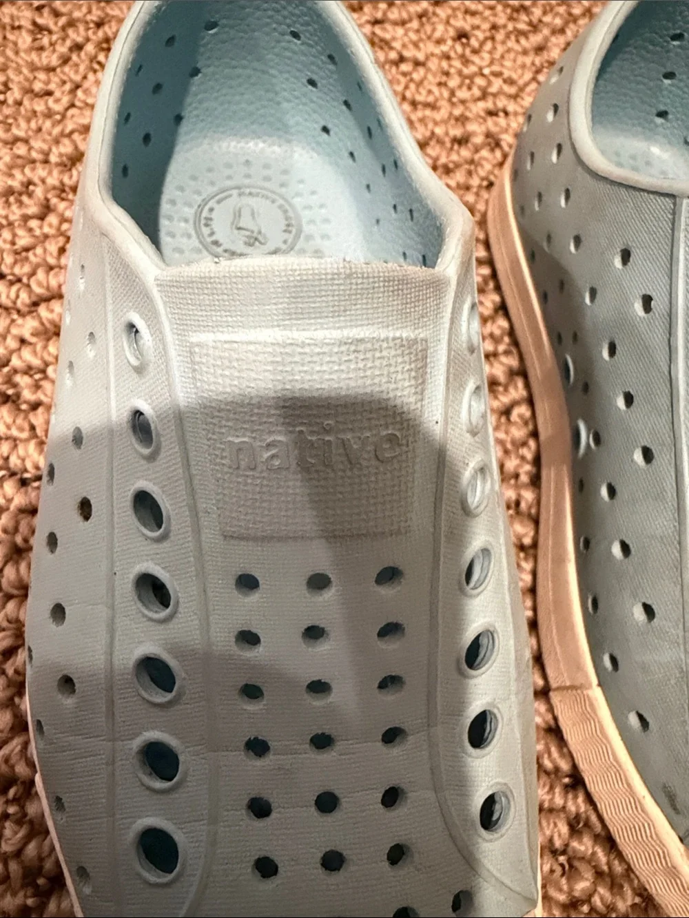 Native Kids Water Shoes in Baby Blue with White Toe
